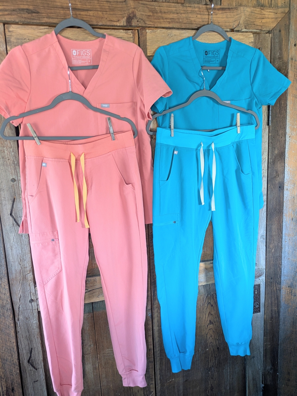 FIGS Women's Pink and Teal Jogger Scrub Sets
